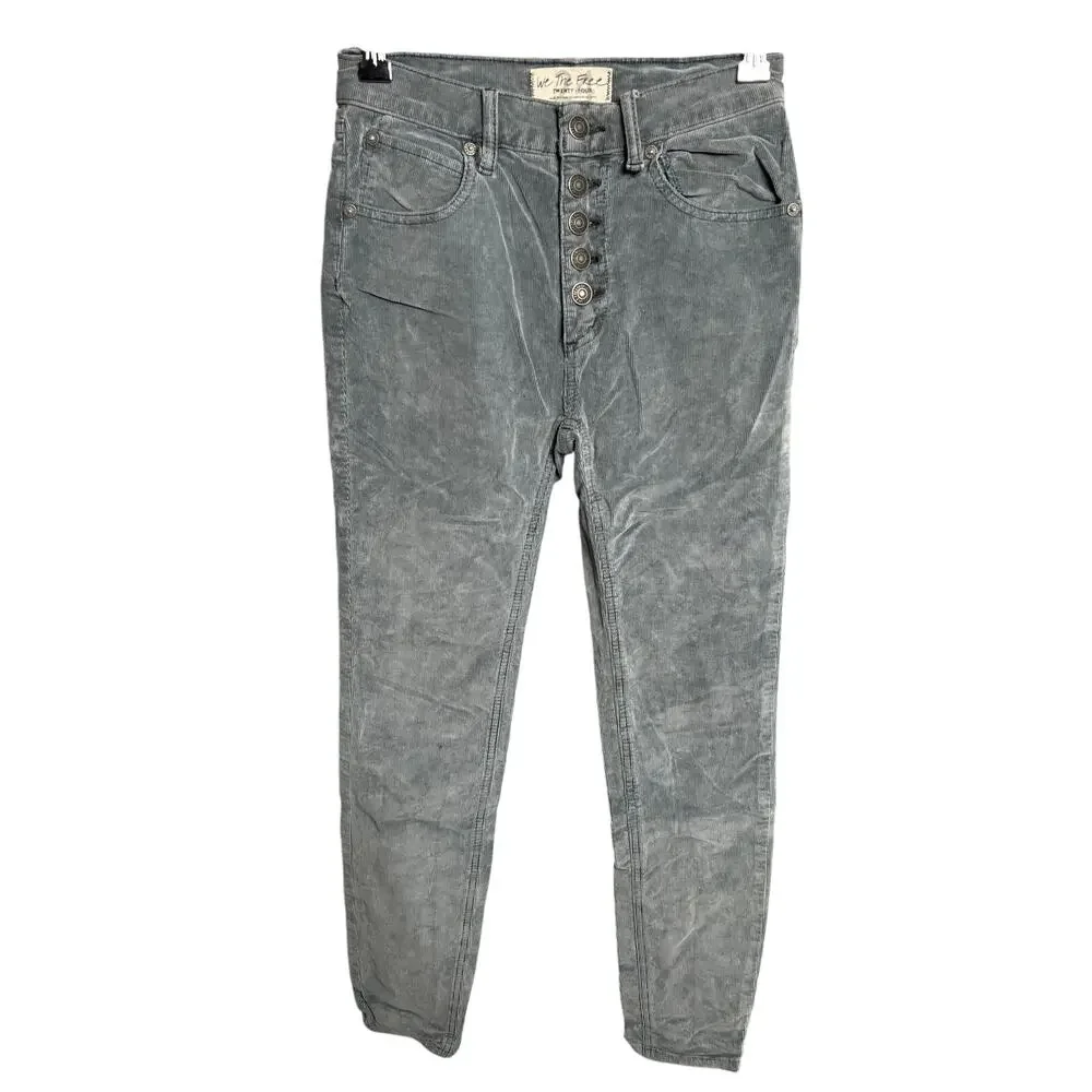 Free People We The Free Size 24 Women Corduroy Skinny Pants Gray